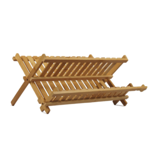 Escurreplatos de bambú plegable